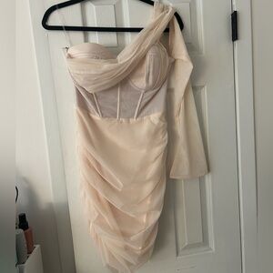 Oh Polly one sleeve dress in cream